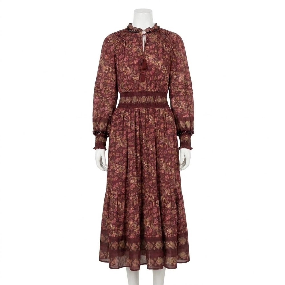 NEW SEA giulia long sleeve dress in maroon